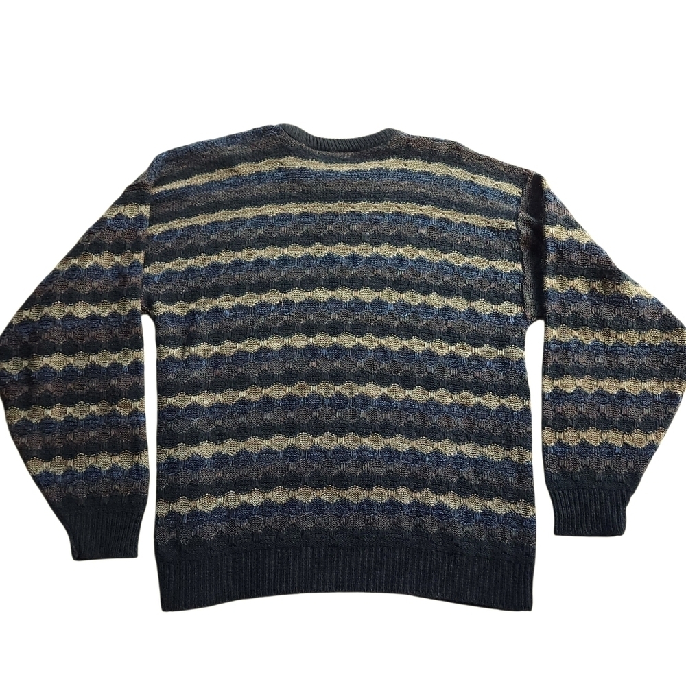 Striped Knit Muted Colored Grandpa Sweater - Picture 3 of 4